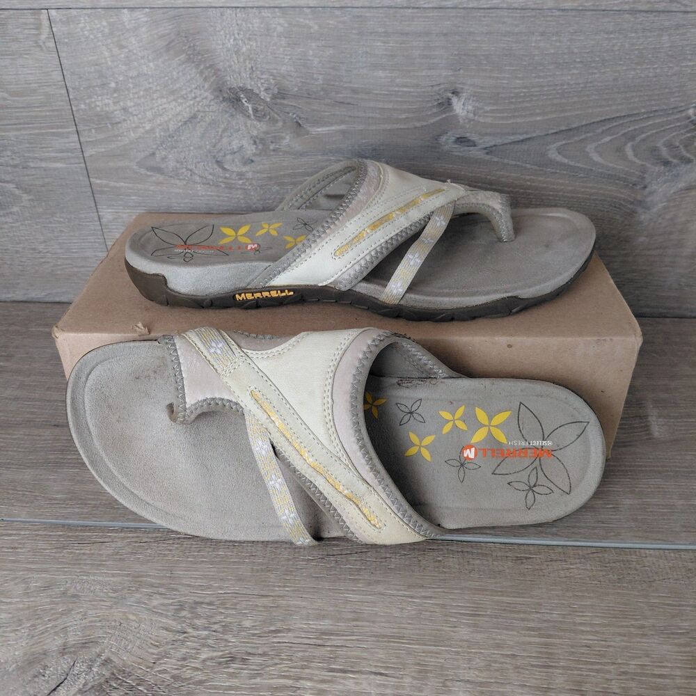 Merrell Terran Ari Wrap Sandals Womens 9 Tan Beige Slip On Comfort Beach Slide